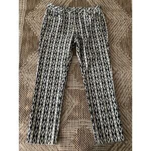 DG2 by Diane Gilman Tan and Black casual cotton blend ikat print pant SZ 10 P